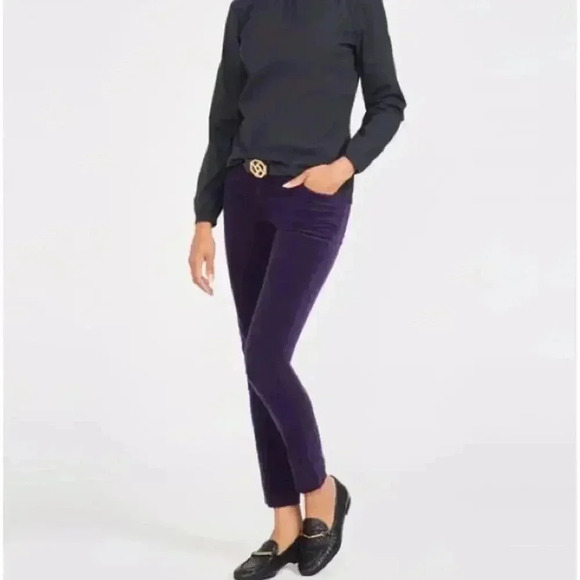 J. McLaughlin (4) Dark Purple‎ Eggplant Watson Velvet Mid-Rise Skinny Jean Pant - Picture 1 of 12